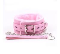 DFADSVCNM Collar de cuero de peluche BDSM con correa y cadenas, arnés ajustable, juguetes sexuales eróticos for mujeres, hombres y parejas.(Pink Rosa)