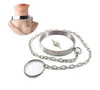 DFADSVCNM Collar/gargantilla/puño de cuello de metal con anillo de sujeción, juguete de acero inoxidable, collar, gargantilla, juguete erótico con cerradura for hombres y mujeres