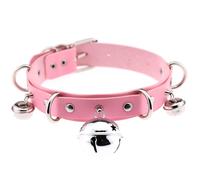 DFADSVCNM Collar sexual SM, collar ajustable con campana, gargantilla de cuero sintético, collar con puños for el cuello, juguetes sexuales for hombres y mujeres, parejas.(Pink Rosa)