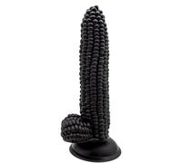 DFADSVCNM Consolador con forma de maíz SM, consolador anal grande con ventosa for pene, punto G, masturbación anal vaginal, juguetes sexuales for mujeres y hombres.(Black)