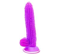 DFADSVCNM Consolador con forma de maíz SM, consolador anal grande con ventosa for pene, punto G, masturbación anal vaginal, juguetes sexuales for mujeres y hombres.(Purple)