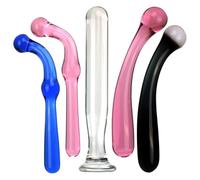 DFADSVCNM Consolador de vidrio curvo, consolador doble de cristal, tapón de vidrio, dilatador anal, juguete anal for el punto G, masturbación vaginal y anal for mujeres y hombres.(C)