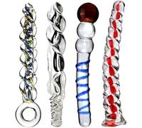 DFADSVCNM Consolador de vidrio de 4 estilos con hilo de cristal, dilatador anal for próstata, masajeador de punto G, masturbación, juguetes sexuales for hombres y mujeres.(C)
