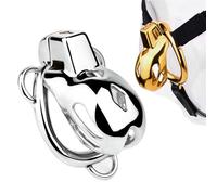 DFADSVCNM Jaula de castidad de metal SM for hombre, de acero inoxidable, con ventilación, con cinturón y bolas anales, juego de bondage con cinturón de castidad.(Gold,49mm)