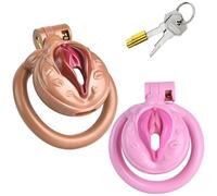 DFADSVCNM Jaula de castidad de resina 3D SM con 4 anillos for el pene, jaula for el pene, cinturón de castidad for hombres, juguetes sexuales de bondage SM.(Fleisch)