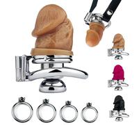 DFADSVCNM Jaula de castidad plana SM con consolador de silicona y cinturón de cuero, jaula de castidad negativa for hombres, jaula de pene de acero inoxidable, juguete sexual SM(Flesh,Dildo M/45 Ring)