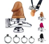 DFADSVCNM Jaula de castidad plana SM con consolador de silicona y cinturón de cuero, jaula de castidad negativa for hombres, jaula de pene de acero inoxidable, juguete sexual SM(Flesh,Dildo S/45 Ring)