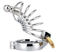 DFADSVCNM Jaula for pene con dilatador, jaula de castidad de acero inoxidable con tapón for pene, cinturón de castidad de metal SM, jaula for pene, jaula for pene con anillos for pene for hombres