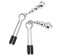 DFADSVCNM Pinza for pezones de acero inoxidable con colgante, funda de látex de tamaño ajustable, pinza for pezones y clítoris, juguete sexual for hombres y mujeres