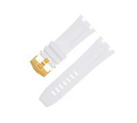 DFAMIN Accesorios de pulsera de goma FKM suave de flúor natural de 28 mm Correa de reloj para correa AP para Audemars y Piguet Belt 15710/15703 No liberación rápida(White 3)