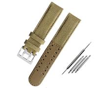 DFAMIN Correa de cuero de lona es adecuada para Hamilton Caqui reloj de campo H68201993 H7060596 para correa Seiko 20 mm hebilla de 22 mm(Khaki silver,20mm)