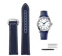 DFAMIN Correa de cuero de nailon de alta densidad para Omega New Seamaster 300 Super Master AT150, correa de tela de cuero AQUA TERRA para hombre, 19mm, 20mm(Black White Silver B,20mm)