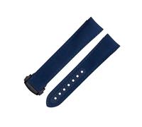 DFAMIN Correa de reloj con extremo curvado de 20 mm para correa Omega AT150 Seamaster 300 Planet Ocean De Ville Speedmaster Black Line Correas de reloj de piel de vaca de nailon de alta densidad(Blue