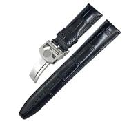 DFAMIN Correa de reloj de cuero Cuero de vaca Real para relojes de piloto de la familia IWC Portugieser Porotfino, correa de reloj de 20mm, 21mm y 22mm, hebilla plegable(Black Round buckle,21mm)