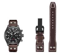 DFAMIN Correa de reloj de cuero genuino de 20mm, 21mm y 22mm para IWC, gran piloto, lanzallamas, marca del Principito, pulsera con clavos de sauce(Brown black buckle,22mm)