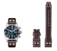 DFAMIN Correa de reloj de cuero genuino de 20mm, 21mm y 22mm para IWC, gran piloto, lanzallamas, marca del Principito, pulsera con clavos de sauce(Brown no buckle,21mm)