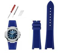 DFAMIN Correa de reloj de fluorosilicona de calidad para Patek Philippe Sport elegante Nautilus Series 5711/5712/5980 pulsera de reloj impermeable para hombre(A Blue no buckle)