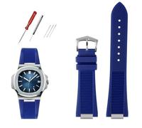 DFAMIN Correa de reloj de fluorosilicona de calidad para Patek Philippe Sport elegante Nautilus Series 5711/5712/5980 pulsera de reloj impermeable para hombre(B Blue silver)