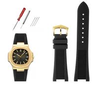 DFAMIN Correa de reloj de fluorosilicona de calidad para Patek Philippe Sport elegante Nautilus Series 5711/5712/5980 pulsera de reloj impermeable para hombre(A Black gold)