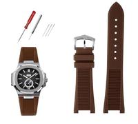 DFAMIN Correa de reloj de fluorosilicona de calidad para Patek Philippe Sport elegante Nautilus Series 5711/5712/5980 pulsera de reloj impermeable para hombre(A Brown silver)