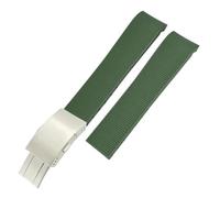 DFAMIN Correa de reloj de silicona de goma de 19mm, 20mm, 21mm, correa de reloj negra y azul para reloj de la serie Longines Master Conquest HydroConquest L3(Green silver,20mm)