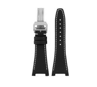 DFAMIN Correa de reloj para IWC Ingenieur Family IW500501 IW378507, pulsera con interfaz cóncava, correas de reloj de nailon con parte inferior de cuero de vaca resistente al agua(Black white-silver B
