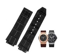 DFAMIN Nueva correa de reloj negra marrón de goma de cuero de vaca auténtico 26 * 19mm, para Hublot BIG BANG correa de reloj hebilla inoxidable(Black no buckle)
