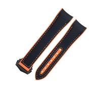 DFAMIN Para correa Omega para esfera de 43,5mm Seamaster 600 pulsera hebilla plegable 21mm suave FKM Fluororubber textura de nailon correa de reloj de goma completa(Black Orange 7,21mm)