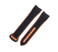 DFAMIN Para correa Omega para esfera de 43,5mm Seamaster 600 pulsera hebilla plegable 21mm suave FKM Fluororubber textura de nailon correa de reloj de goma completa(Black Orange 8,20mm)