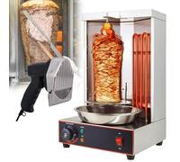 Dfdieratve MáQuina para Asar Shawarma, MáQuina para Asar Kebab Vertical EléCtrica, MáQuina para Asar a la Parrilla con 2 Tubos de Calentamiento y Bandeja Recolectora de Carne,barbecuestove+Cutter