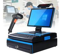 Dfdieratve Sistemas POS Todo en uno 15,6″ táctil con escáner portátil, Impresora 58mm, cajón de Dinero, i5, 8GB RAM, 128GB SSD, Windows 10 - para supermercados, Bares, hostelería Blue