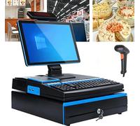 Dfdieratve Terminal Punto de Venta con escáner e Impresora 58mm, Pantalla táctil 15,6″, cajón portamonedas, i5, 8GB RAM, 128GB SSD, Windows 10 - para Tiendas, cafeterías, pequeñas Empresas Blue