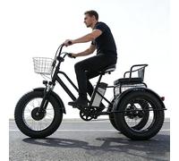 Dfdieratve Triciclo Eléctrico de 20'' para Adultos - Pedaleo Asistido/Eléctrico, Motor 500W, Sube Pendientes 30°, Gran Capacidad de Carga (200kg)