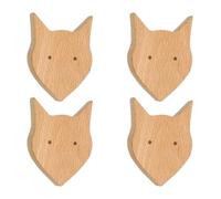 dfEDRd Pomos y tiradores de madera para cajones, Pack de 4 tiradores for muebles madera, diseños cabezas animales, 65x55x30mm(Fox Head)