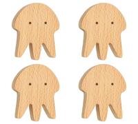 dfEDRd Pomos y tiradores de madera para cajones, Pack de 4 tiradores for muebles madera, diseños cabezas animales, 65x55x30mm(Jellyfish)