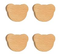 dfEDRd Pomos y tiradores de madera para cajones, Pack de 4 tiradores for muebles madera, diseños cabezas animales, 65x55x30mm(Bear Head)