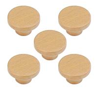dfEDRd Pomos y tiradores de madera para cajones, Paquete de 5 manijas for gabinetes madera maciza con múltiples distancias orificios(Single Hole)
