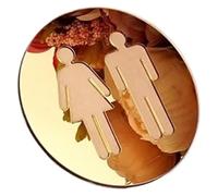dfEDRd Señales de Aseo: WC, Hombres y Mujeres, Letrero for Puerta de baño Masculino y Femenino, Adhesivo Pared con Base Madera 5mm, Multicolor (4,7-8 Pulgadas)(Gold,4.7 in (12cm))