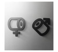 dfEDRd Señales de Aseo: WC, Hombres y Mujeres, Señales de baño Unisex, Placa Flecha 3D, señal Pared for Puerta autoadhesiva, Multicolor, 18-25cm Ancho(19,Width 20cm)