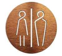 dfEDRd Señales de Aseo: WC, Hombres y Mujeres, Tamaños múltiples Multicolores de Aluminio compuestos Unisex la Muestra Puerta del retrete(Gold 4,14x14cm)