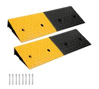 DFENG Rampa de goma de 100 x 25 x 5 cm, 2 unidades, negro y amarillo, para coche y moto