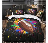 DFENILROP 3 Piezas Microfibra Suave Football Splatter Juego Fundas Edredón Estampado 3D Funda Almohada Antialérgica Vibrant Sport Funda de Edredón for Ancianos Super King（260x220cm）