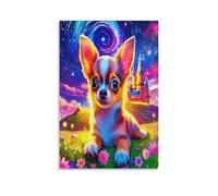 DFENILROP Chihuahua de Cuento de Hadas Cuadro De Pared, Onírico Poster Obra Arte Colgado | Impresión Lienzo Murales, Especial Pintura Decor De Hogar Para Salón Pasillo Regalo 12x18inch(30x45cm)