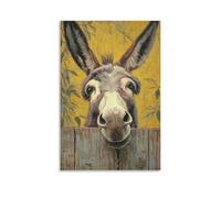 DFENILROP Cuadro Mural, Animal Impresión De Arte, Burro Tierno Detrás Del Muro, Perfecto Para Decoración Rústica Y Hogares Campestres, Lienzo Premium, Regalo 20x30inch(50x75cm)