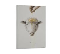 DFENILROP Cuadro Mural, Animal Impresión De Arte, Cordero Con Miel Goteando, Arte Simbólica Para Decoración Interior, Lienzo De Diseño, Regalo 20x30inch(50x75cm)