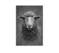 DFENILROP Cuadro Mural, Animal Impresión De Arte, Retrato Detallado de Oveja en Blanco y Negro, Ideal para Decoración Rústica o Minimalista, Lienzo De Diseño, Regalo 20x30inch(50x75cm)