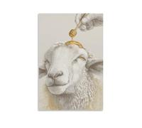 DFENILROP Cuadro Para Pared, Animal Impresión De Arte, Oveja Con Miel En La Cabeza, Arte Decorativo Para Hogar Y Oficina, Lienzo De Diseño, Regalo 24x36inch(60x90cm)