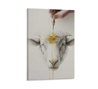 DFENILROP Cuadro Para Pared, Animal Impresión De Arte, Oveja Con Miel Goteando, Arte Surrealista Para Decoración, Lienzo Alta Resolución, Regalo 16x24inch(40x60cm)