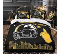 DFENILROP Juego 3 Piezas Microfibra de poliéster FootballHelmet Funda Edredon Estampado 3D Fundas Almohada Antibacteriana SportGraphic Funda de Edredón for niños y niñas Super King（260x220cm）