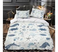 DFENILROP Juego 3 Piezas Microfibra Impresión 3D Underwater Creatures Funda Edredon Cremallera Oculta Fundas Almohada Antialérgica Nautical Sea Life Funda de Edredón for niña King（220x240cm）